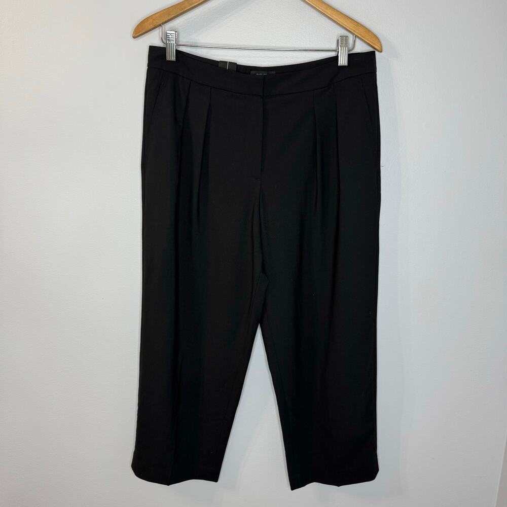 Babaton Tailored Wool Relaxed Fit Wide Leg Cropped Pants Black Women's 10